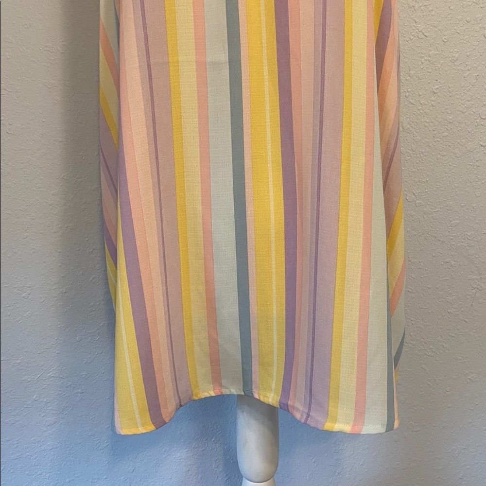 Torrid Multicolor Pastel Stripe Gauze Goddess Neck Tank Blouse Size 0 - Picture 3 of 8